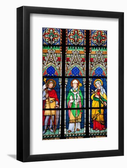 Prague, St. Vitus Cathedral, Stained Glass Window, St. Wenceslaus, St Wolfgang, St Joanna-Samuel Magal-Framed Photographic Print