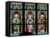 Prague, St. Vitus Cathedral, Stained Glass Window, Three figures of Saints / Apostles / Martyrs.-Samuel Magal-Framed Stretched Canvas