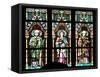 Prague, St. Vitus Cathedral, Stained Glass Window, Three figures of Saints / Apostles / Martyrs.-Samuel Magal-Framed Stretched Canvas