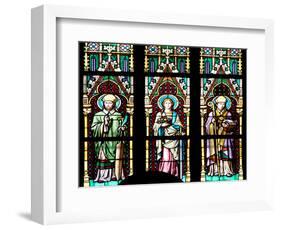 Prague, St. Vitus Cathedral, Stained Glass Window, Three figures of Saints / Apostles / Martyrs.-Samuel Magal-Framed Photographic Print