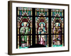 Prague, St. Vitus Cathedral, Stained Glass Window, Three figures of Saints / Apostles / Martyrs.-Samuel Magal-Framed Photographic Print