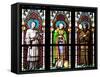 Prague, St. Vitus Cathedral, Stained Glass Window, Three Standing Holy Men-Samuel Magal-Framed Stretched Canvas