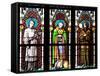 Prague, St. Vitus Cathedral, Stained Glass Window, Three Standing Holy Men-Samuel Magal-Framed Stretched Canvas