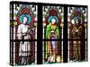 Prague, St. Vitus Cathedral, Stained Glass Window, Three Standing Holy Men-Samuel Magal-Stretched Canvas