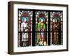 Prague, St. Vitus Cathedral, Stained Glass Window, Three Standing Holy Men-Samuel Magal-Framed Photographic Print