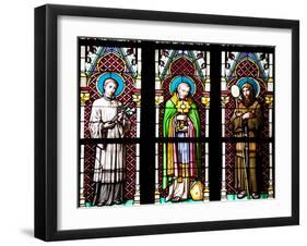 Prague, St. Vitus Cathedral, Stained Glass Window, Three Standing Holy Men-Samuel Magal-Framed Photographic Print