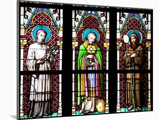 Prague, St. Vitus Cathedral, Stained Glass Window, Three Standing Holy Men-Samuel Magal-Mounted Photographic Print