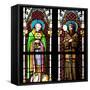 Prague, St. Vitus Cathedral, Stained Glass Window, Two Standing Holy Men-Samuel Magal-Framed Stretched Canvas