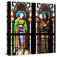 Prague, St. Vitus Cathedral, Stained Glass Window, Two Standing Holy Men-Samuel Magal-Stretched Canvas