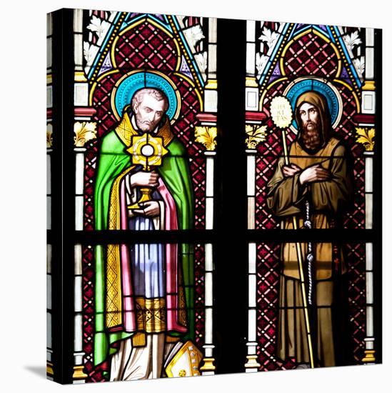 Prague, St. Vitus Cathedral, Stained Glass Window, Two Standing Holy Men-Samuel Magal-Stretched Canvas