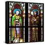 Prague, St. Vitus Cathedral, Stained Glass Window, Two Standing Holy Men-Samuel Magal-Framed Stretched Canvas