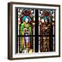 Prague, St. Vitus Cathedral, Stained Glass Window, Two Standing Holy Men-Samuel Magal-Framed Photographic Print