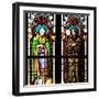 Prague, St. Vitus Cathedral, Stained Glass Window, Two Standing Holy Men-Samuel Magal-Framed Photographic Print