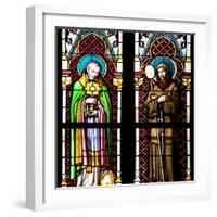 Prague, St. Vitus Cathedral, Stained Glass Window, Two Standing Holy Men-Samuel Magal-Framed Photographic Print