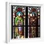 Prague, St. Vitus Cathedral, Stained Glass Window, Two Standing Holy Men-Samuel Magal-Framed Photographic Print