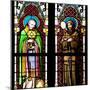 Prague, St. Vitus Cathedral, Stained Glass Window, Two Standing Holy Men-Samuel Magal-Mounted Photographic Print