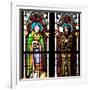 Prague, St. Vitus Cathedral, Stained Glass Window, Two Standing Holy Men-Samuel Magal-Framed Photographic Print