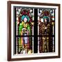 Prague, St. Vitus Cathedral, Stained Glass Window, Two Standing Holy Men-Samuel Magal-Framed Photographic Print