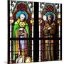 Prague, St. Vitus Cathedral, Stained Glass Window, Two Standing Holy Men-Samuel Magal-Mounted Photographic Print