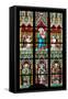 Prague, St. Vitus Cathedral, Stained Glass Window, Virgin Mary Holding Baby Jesus.-Samuel Magal-Framed Stretched Canvas