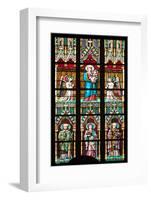 Prague, St. Vitus Cathedral, Stained Glass Window, Virgin Mary Holding Baby Jesus.-Samuel Magal-Framed Photographic Print