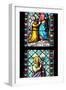 Prague, St. Vitus Cathedral, Stained Glass Window, Visitation of Virgin Mary, St Philip the Apostle-Samuel Magal-Framed Photographic Print