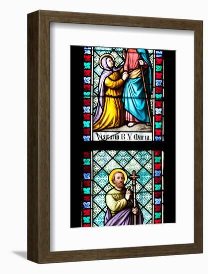 Prague, St. Vitus Cathedral, Stained Glass Window, Visitation of Virgin Mary, St Philip the Apostle-Samuel Magal-Framed Photographic Print