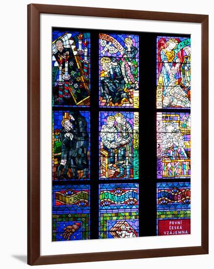 Prague, St. Vitus Cathedral, Thunov Chapel, Stained Glass Window, Psalm 126:5, Central Left Section-Samuel Magal-Framed Photographic Print