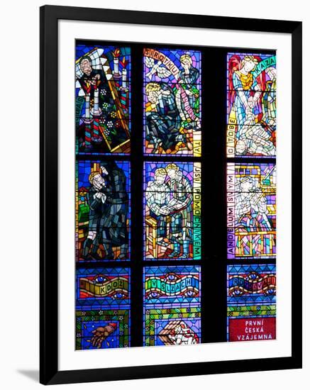 Prague, St. Vitus Cathedral, Thunov Chapel, Stained Glass Window, Psalm 126:5, Central Left Section-Samuel Magal-Framed Photographic Print