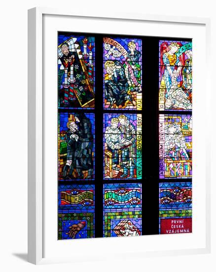 Prague, St. Vitus Cathedral, Thunov Chapel, Stained Glass Window, Psalm 126:5, Central Left Section-Samuel Magal-Framed Photographic Print