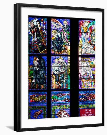 Prague, St. Vitus Cathedral, Thunov Chapel, Stained Glass Window, Psalm 126:5, Central Left Section-Samuel Magal-Framed Photographic Print