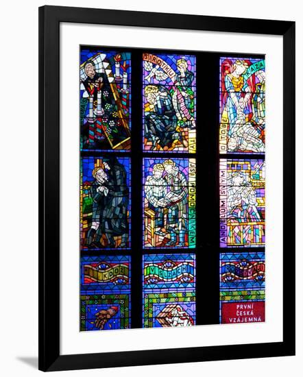 Prague, St. Vitus Cathedral, Thunov Chapel, Stained Glass Window, Psalm 126:5, Central Left Section-Samuel Magal-Framed Photographic Print