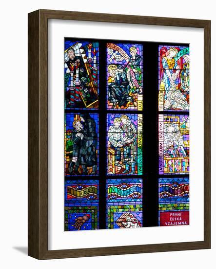 Prague, St. Vitus Cathedral, Thunov Chapel, Stained Glass Window, Psalm 126:5, Central Left Section-Samuel Magal-Framed Photographic Print