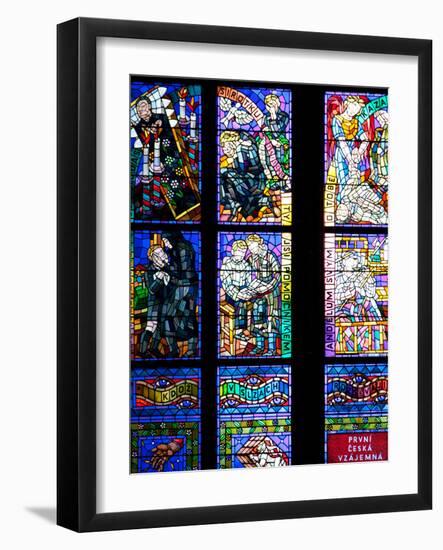 Prague, St. Vitus Cathedral, Thunov Chapel, Stained Glass Window, Psalm 126:5, Central Left Section-Samuel Magal-Framed Photographic Print