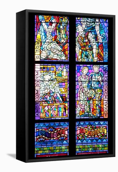 Prague, St. Vitus Cathedral, Thunov Chapel, Stained Glass Window, Psalm 126:5, Central Section-Samuel Magal-Framed Stretched Canvas