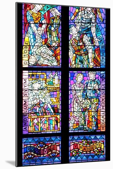 Prague, St. Vitus Cathedral, Thunov Chapel, Stained Glass Window, Psalm 126:5, Central Section-Samuel Magal-Mounted Photographic Print