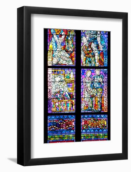 Prague, St. Vitus Cathedral, Thunov Chapel, Stained Glass Window, Psalm 126:5, Central Section-Samuel Magal-Framed Photographic Print