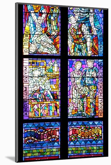 Prague, St. Vitus Cathedral, Thunov Chapel, Stained Glass Window, Psalm 126:5, Central Section-Samuel Magal-Mounted Photographic Print