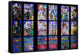 Prague, St. Vitus Cathedral, Thunov Chapel, Stained Glass Window, Psalm 126:5, Lower Tiers-Samuel Magal-Framed Stretched Canvas