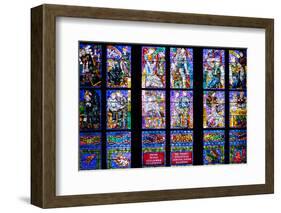 Prague, St. Vitus Cathedral, Thunov Chapel, Stained Glass Window, Psalm 126:5, Lower Tiers-Samuel Magal-Framed Photographic Print