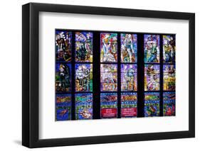 Prague, St. Vitus Cathedral, Thunov Chapel, Stained Glass Window, Psalm 126:5, Lower Tiers-Samuel Magal-Framed Photographic Print