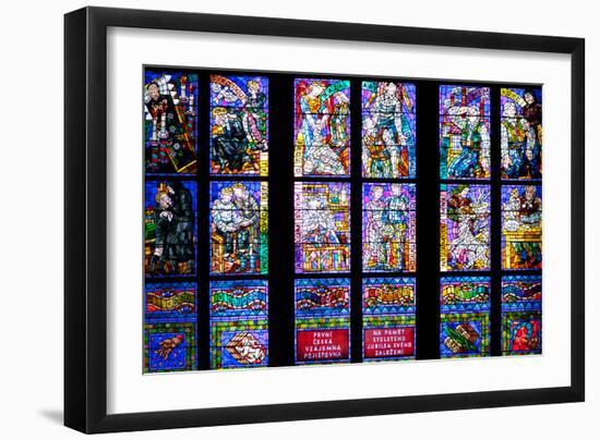 Prague, St. Vitus Cathedral, Thunov Chapel, Stained Glass Window, Psalm 126:5, Lower Tiers-Samuel Magal-Framed Photographic Print