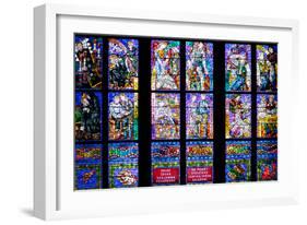 Prague, St. Vitus Cathedral, Thunov Chapel, Stained Glass Window, Psalm 126:5, Lower Tiers-Samuel Magal-Framed Photographic Print