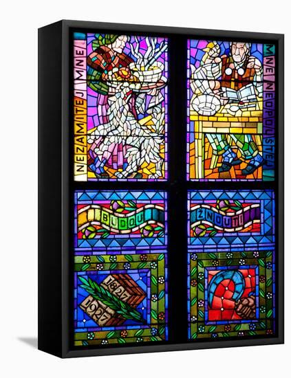 Prague, St. Vitus Cathedral, Thunov Chapel, Stained Glass Window, Psalms, Psalm 126:5-Samuel Magal-Framed Stretched Canvas