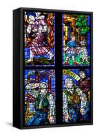 Prague, St. Vitus Cathedral, Thunov Chapel, Stained Glass Window, Psalms, Psalm 126:5-Samuel Magal-Framed Stretched Canvas