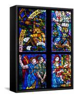 Prague, St. Vitus Cathedral, Thunov Chapel, Stained Glass Window, Psalms, Psalm 126:5-Samuel Magal-Framed Stretched Canvas