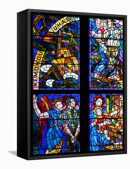 Prague, St. Vitus Cathedral, Thunov Chapel, Stained Glass Window, Psalms, Psalm 126:5-Samuel Magal-Framed Stretched Canvas