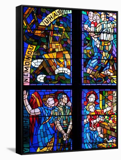 Prague, St. Vitus Cathedral, Thunov Chapel, Stained Glass Window, Psalms, Psalm 126:5-Samuel Magal-Framed Stretched Canvas