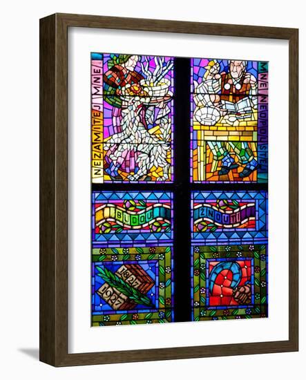 Prague, St. Vitus Cathedral, Thunov Chapel, Stained Glass Window, Psalms, Psalm 126:5-Samuel Magal-Framed Photographic Print