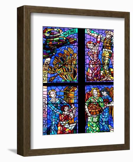 Prague, St. Vitus Cathedral, Thunov Chapel, Stained Glass Window, Psalms, Psalm 126:5-Samuel Magal-Framed Photographic Print